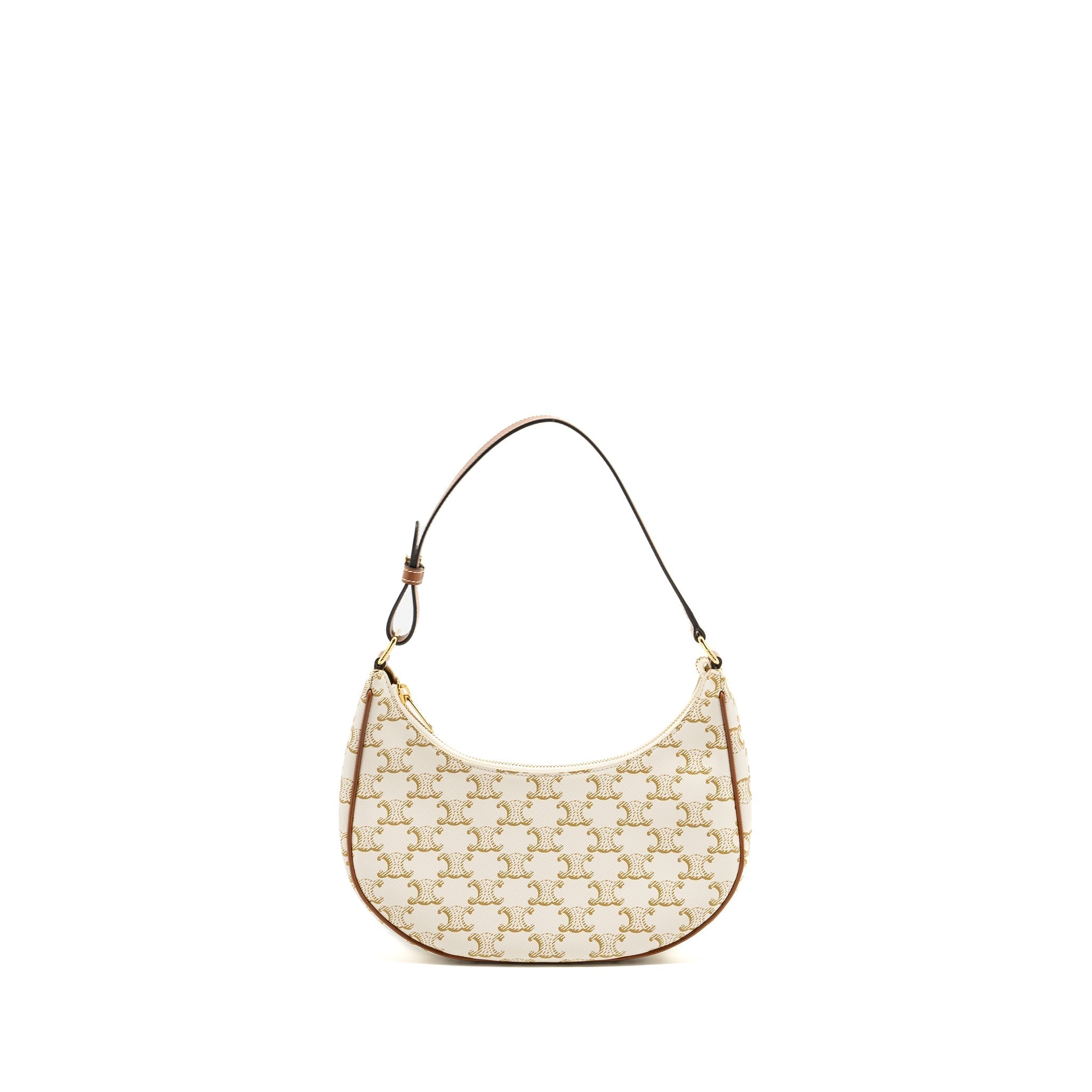 Celine Ava Bag Triomphe Canvas/Calfskin White/Brown