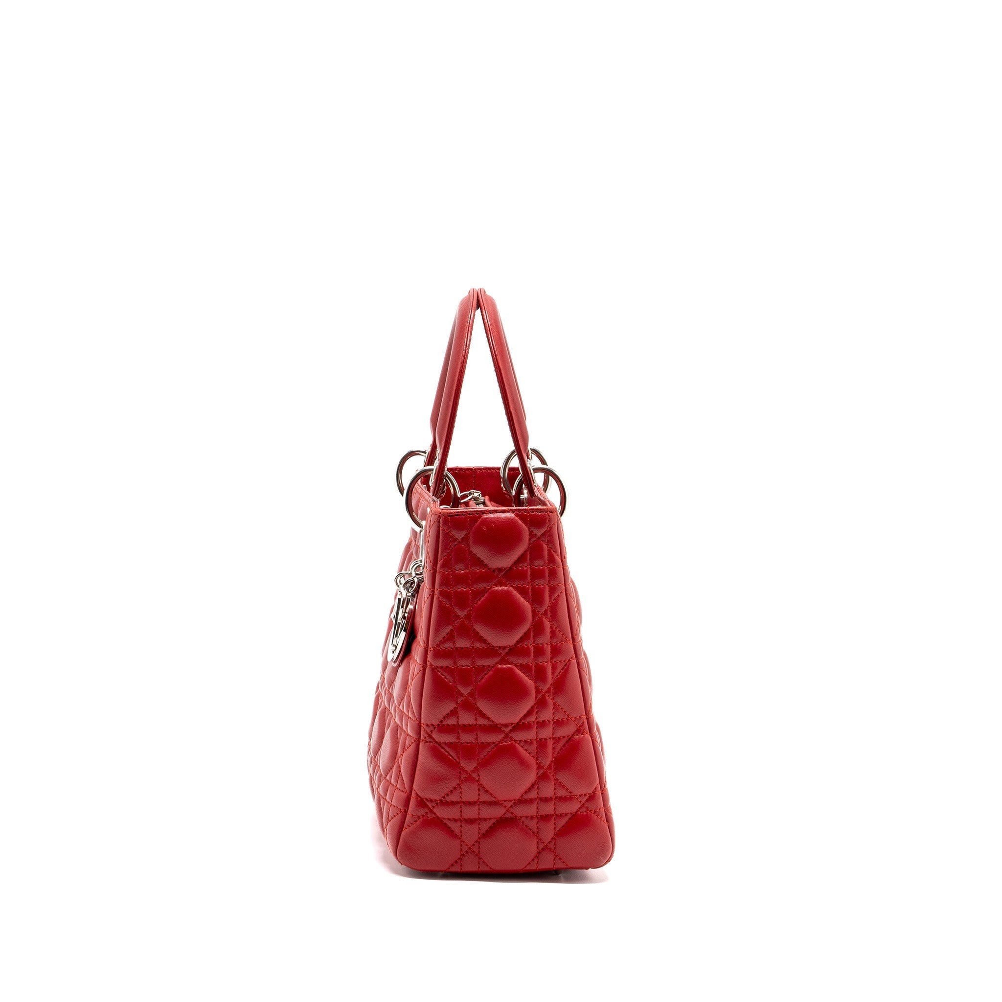 Dior Medium lady dior lambskin red SHW