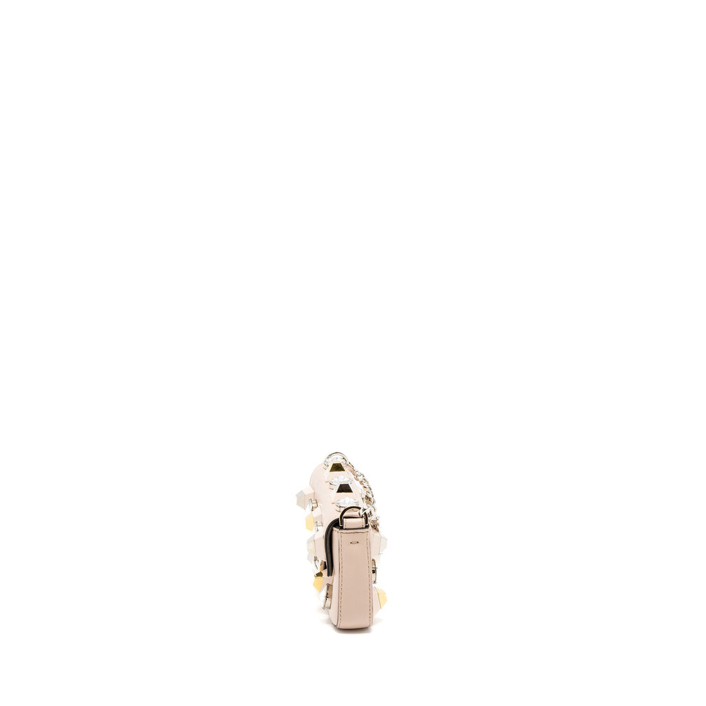 Fendi Mini Flap Clutch with Chain Lambskin Light Pink SHW