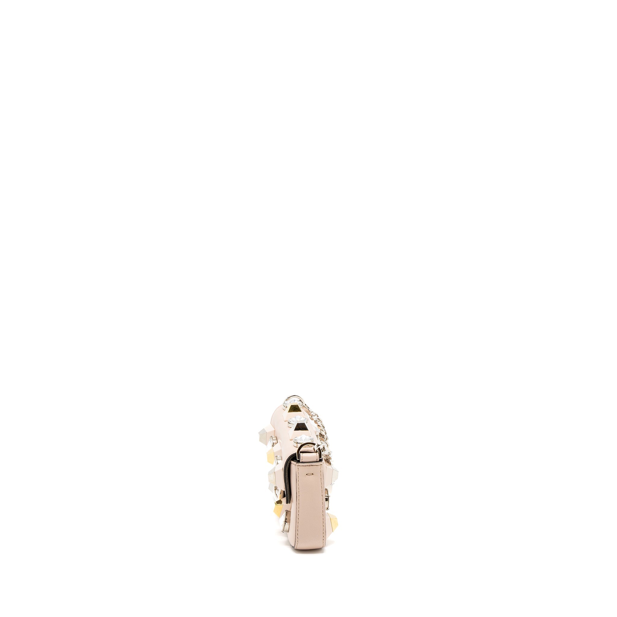 Fendi Mini Flap Clutch with Chain Lambskin Light Pink SHW