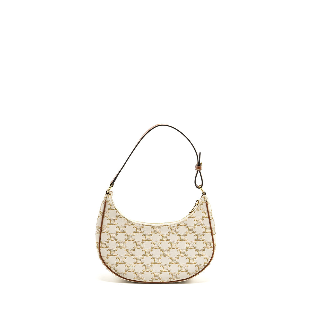 Celine Ava Bag Triomphe Canvas/Calfskin White/Brown