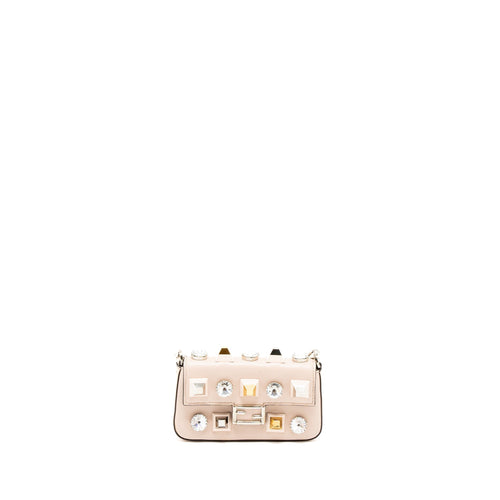 Fendi Mini Flap Clutch with Chain Lambskin Light Pink SHW