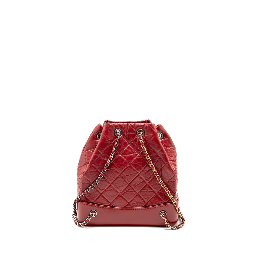 Chanel Small Gabrielle Backpack Calfskin Red Multicolour Hardware