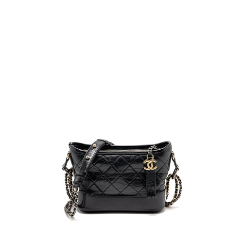 Chanel Small Gabrielle Hobo Bag Calfskin Black Multicolour Hardware