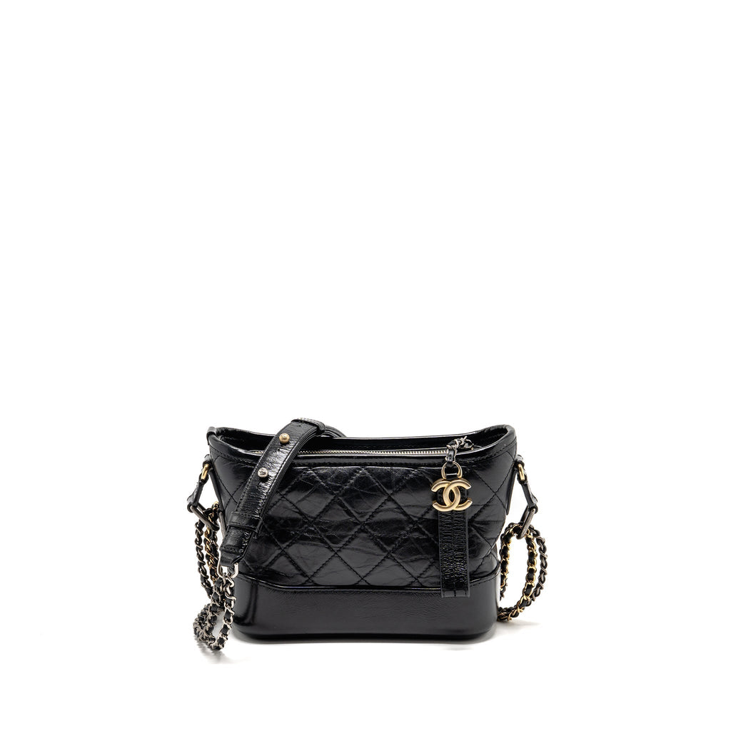 Chanel Small Gabrielle Hobo Bag Calfskin Black Multicolour Hardware