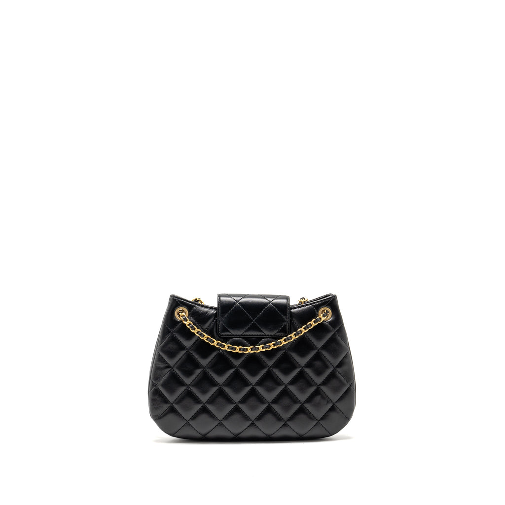 Chanel 24C Quilted Small Messenger Bag Black Lambskin GHW (Microchip)