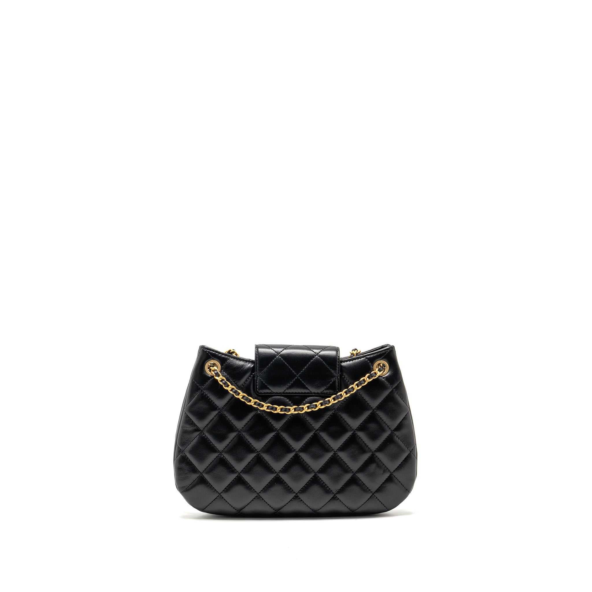 Chanel 24C Quilted Small Messenger Bag Black Lambskin GHW (Microchip)