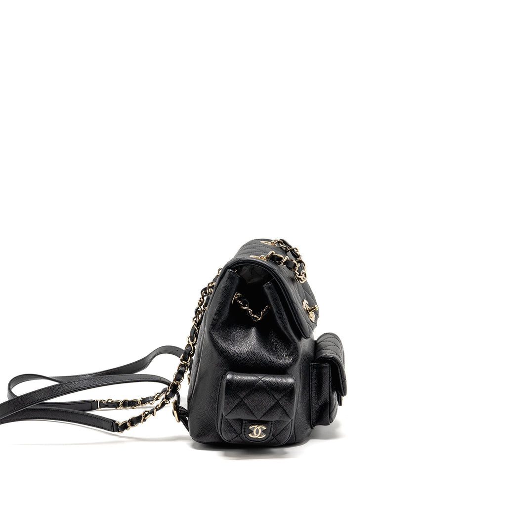 Chanel Triple Pocket Backpack Caviar Black LGHW (microchip)