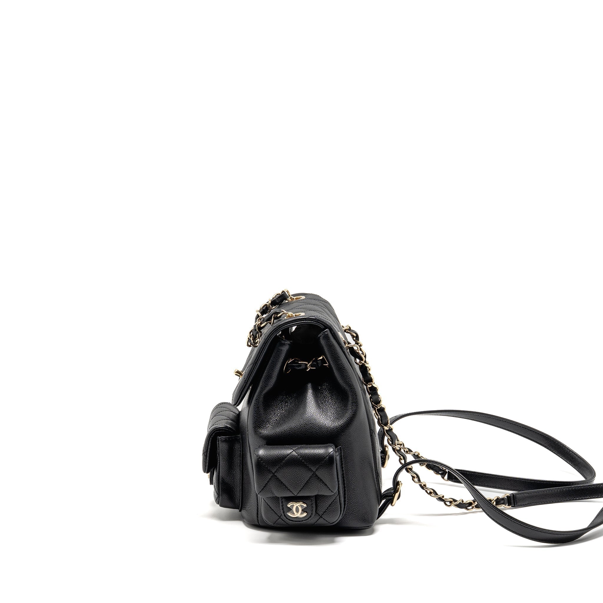 Chanel Triple Pocket Backpack Caviar Black LGHW (microchip)