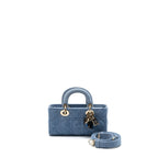DIOR SMALL LADY  D-JOY BAG MACROCANNAGE DENIM BLUE LGHW