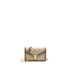 Celine MARGO wallet on chain Triomphe canvas / calfskin Grege