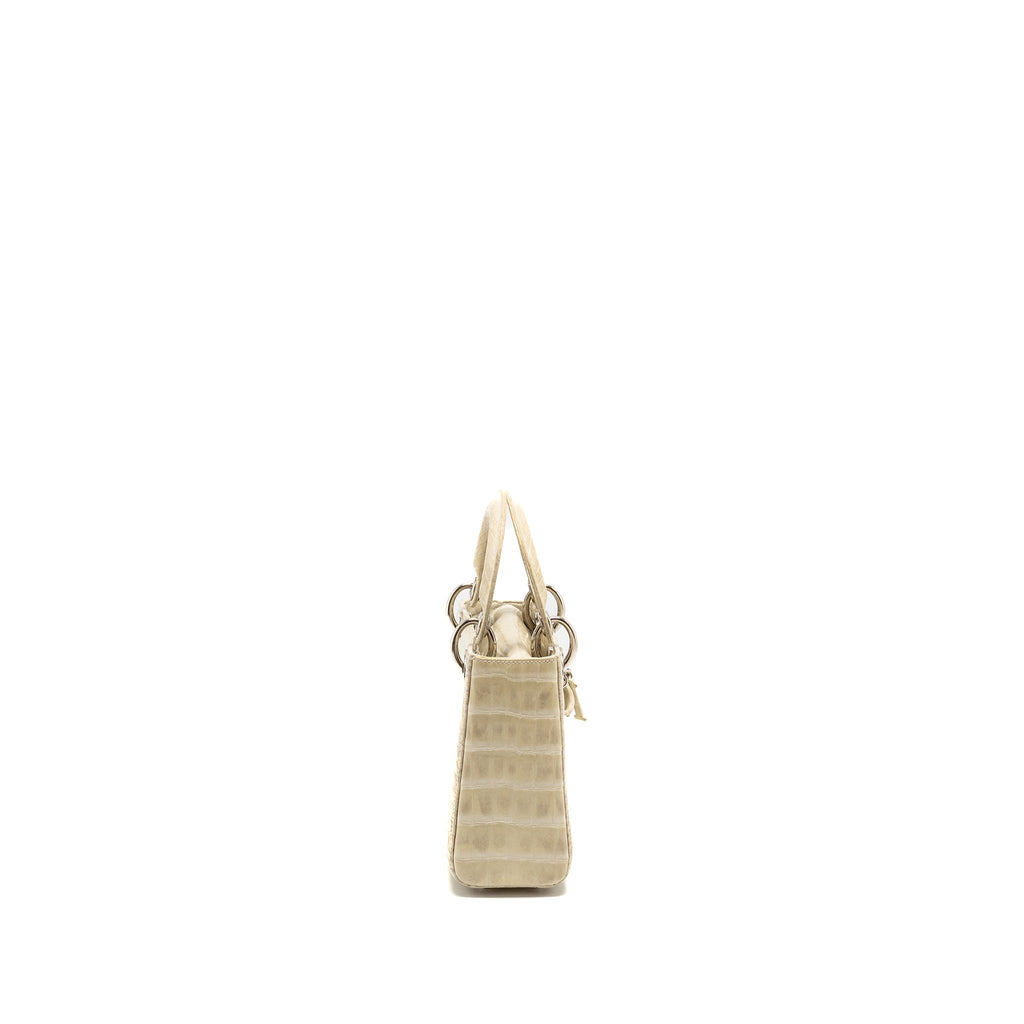 DIOR Mini Lady Dior Himalayan Crocodile White SHW