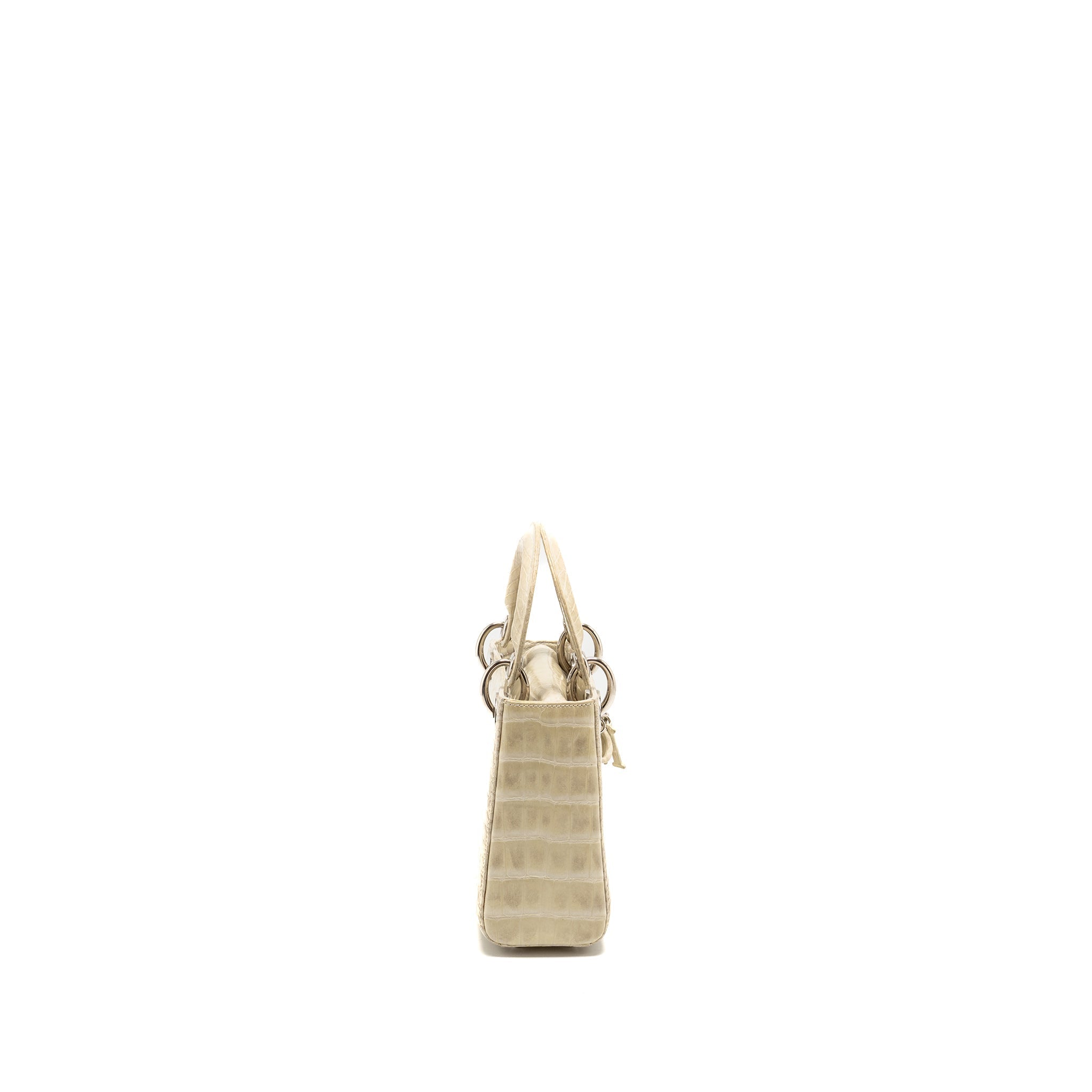 DIOR Mini Lady Dior Himalayan Crocodile White SHW