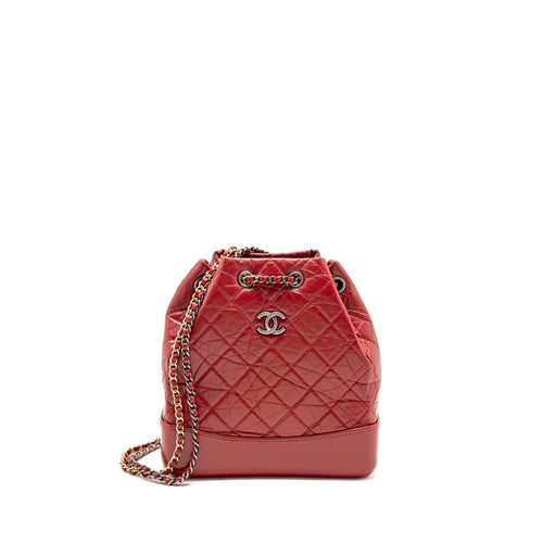 Chanel Small Gabrielle Backpack Calfskin Red Multicolour Hardware