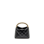 Chanel 24B Twist Chain Top Handle Hobo Lunch Box Bag Lambskin Black GHW (Microchip)