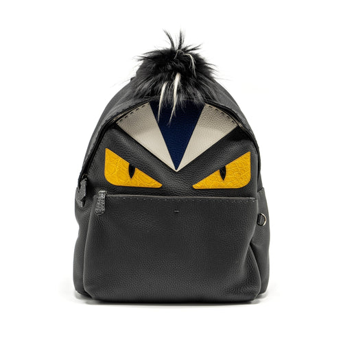 FENDI Large Backpack Calfskin/ Fur/ Crocodile Multicolor SHW