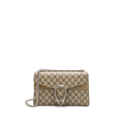 Gucci Dionysus flap bag suede leather / canvas beige SHW