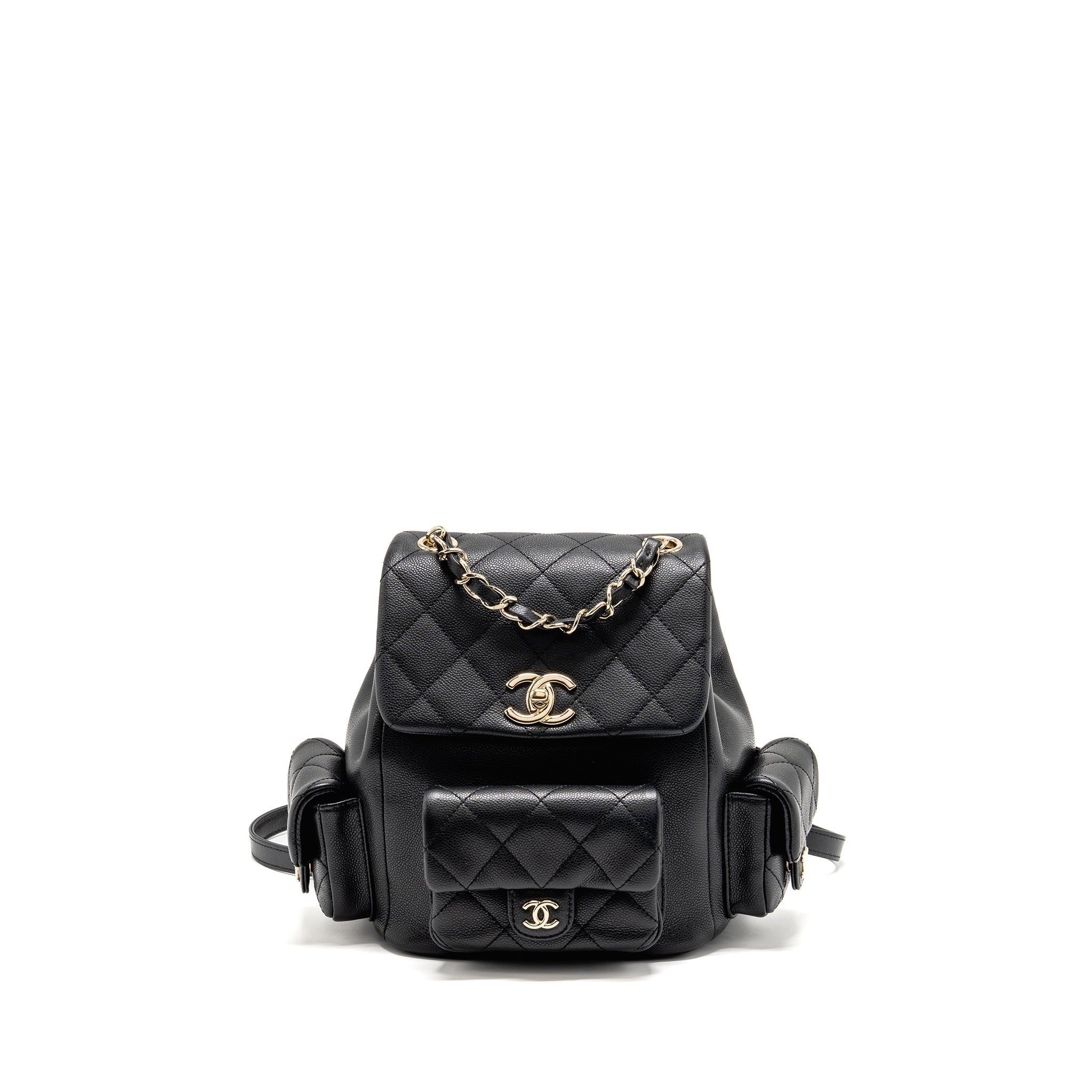 Chanel Triple Pocket Backpack Caviar Black LGHW (microchip)
