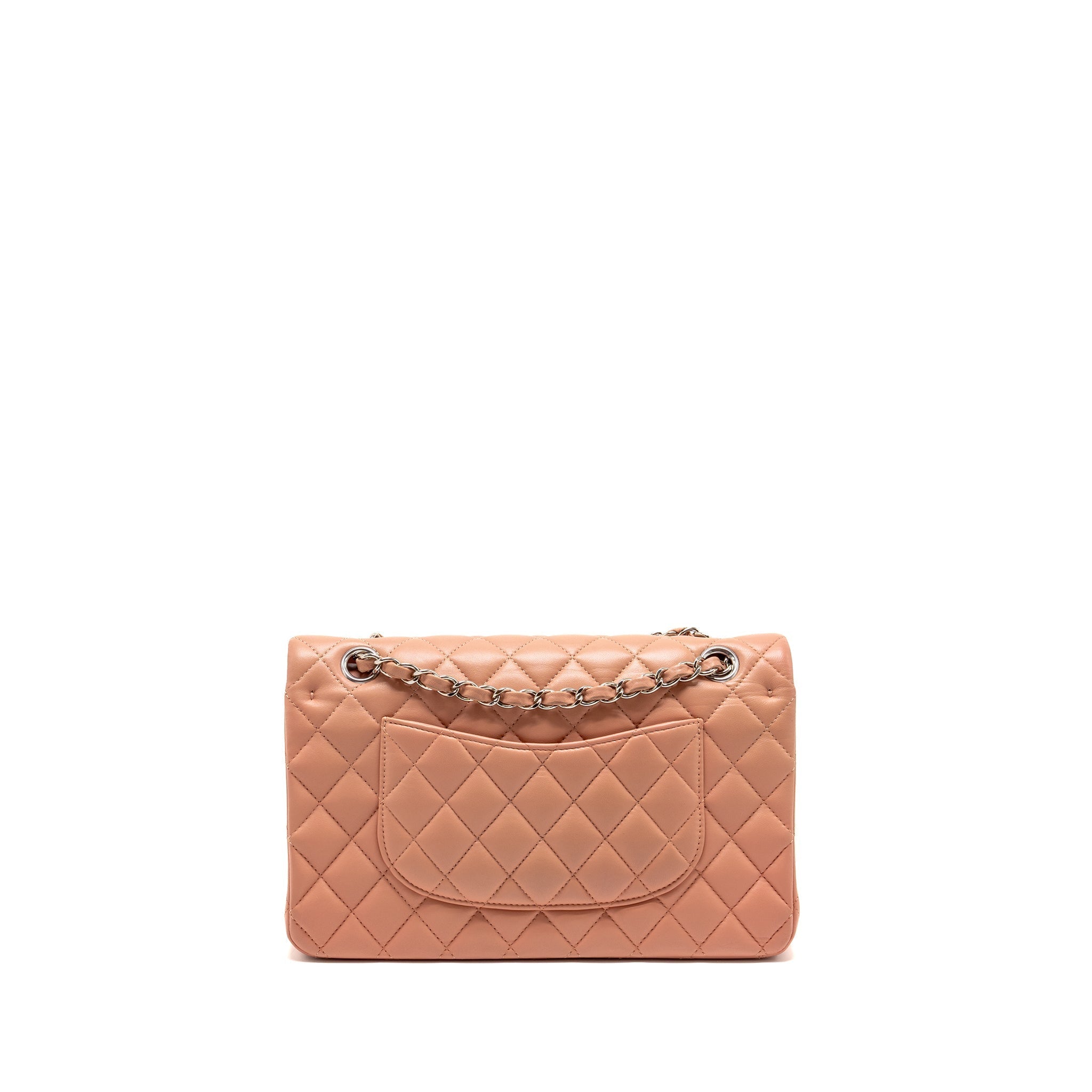 Chanel Medium Classic Double flap bag lambskin pink SHW (microchip)