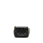 Chanel Mini Coco CC Logo Quilted Flap Bag Lambskin Black GHW (Microchip)