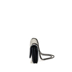 Chanel quilted flap with fabric edge lambskin grey/ black with black hardware