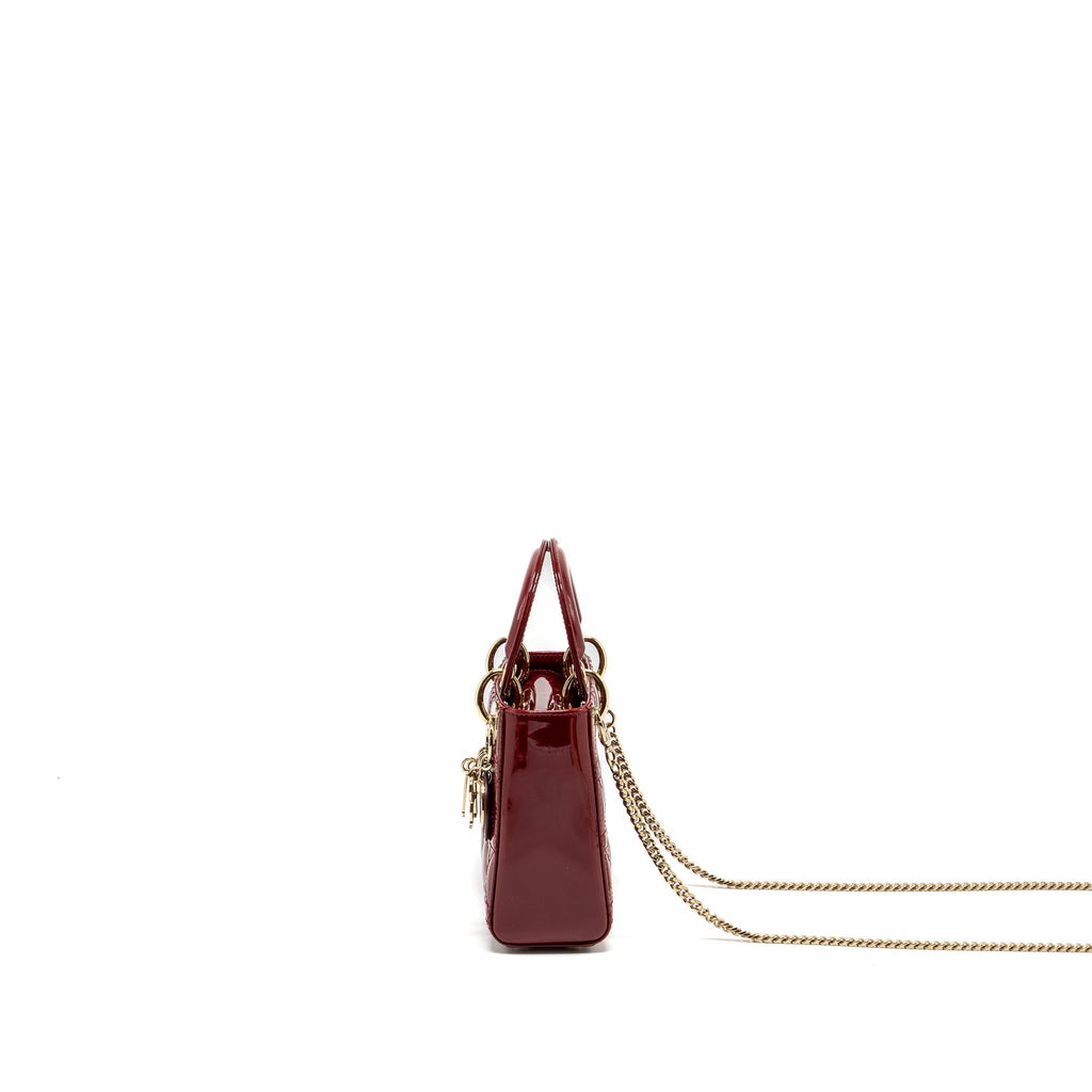 DIOR Mini Lady Dior Patent Red LGHW
