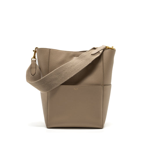 Celine Sangle Bucket Bag Calfskin Light Grey