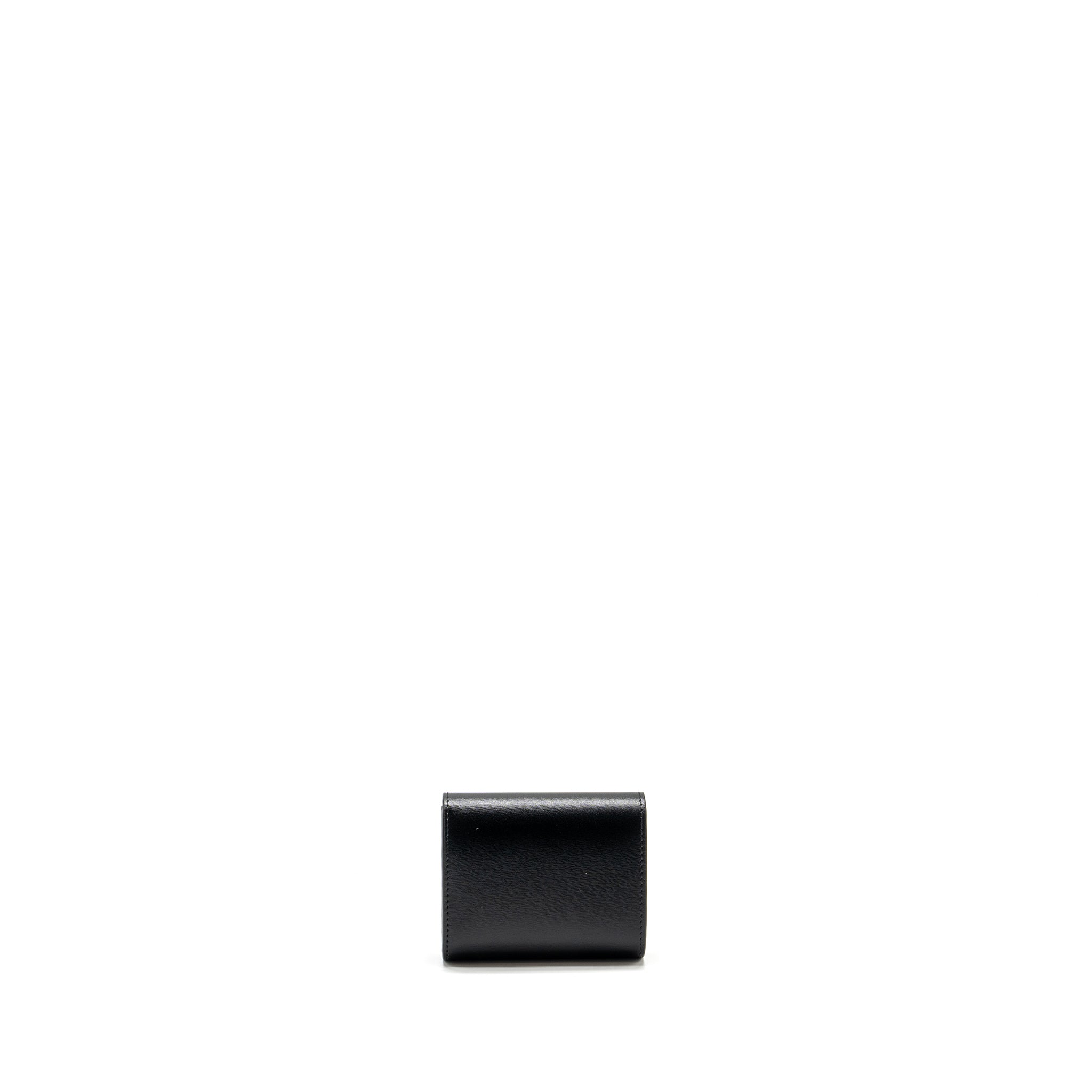Celine Small Triomphe Flap Wallet Shiny Calfskin Black