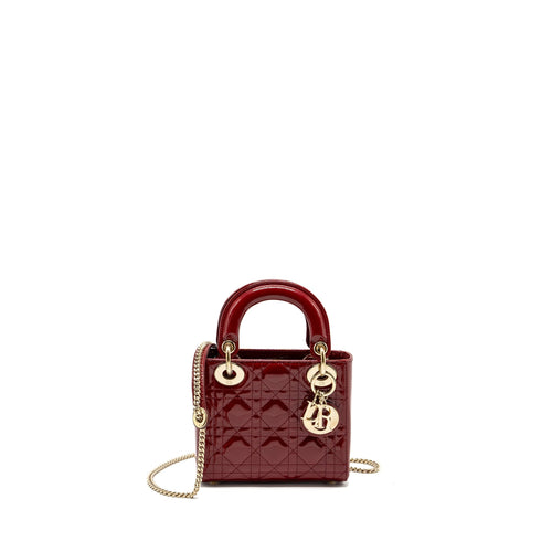 DIOR Mini Lady Dior Patent Red LGHW