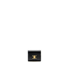 Celine Small Triomphe Flap Wallet Shiny Calfskin Black