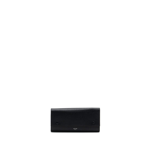 Celine Long Wallet Grained Calfskin Black