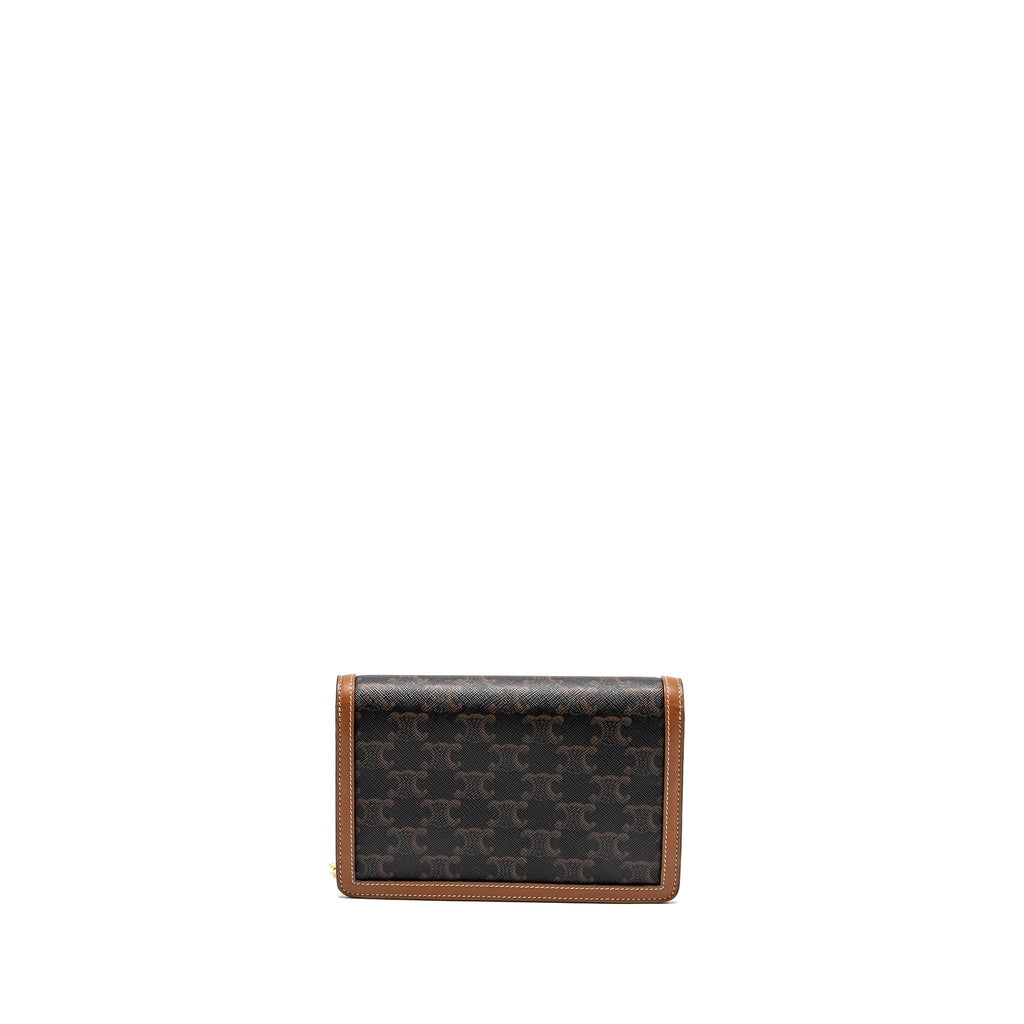 Celine Wallet on Chain Margo Triomphe Canvas/Calfskin Tan
