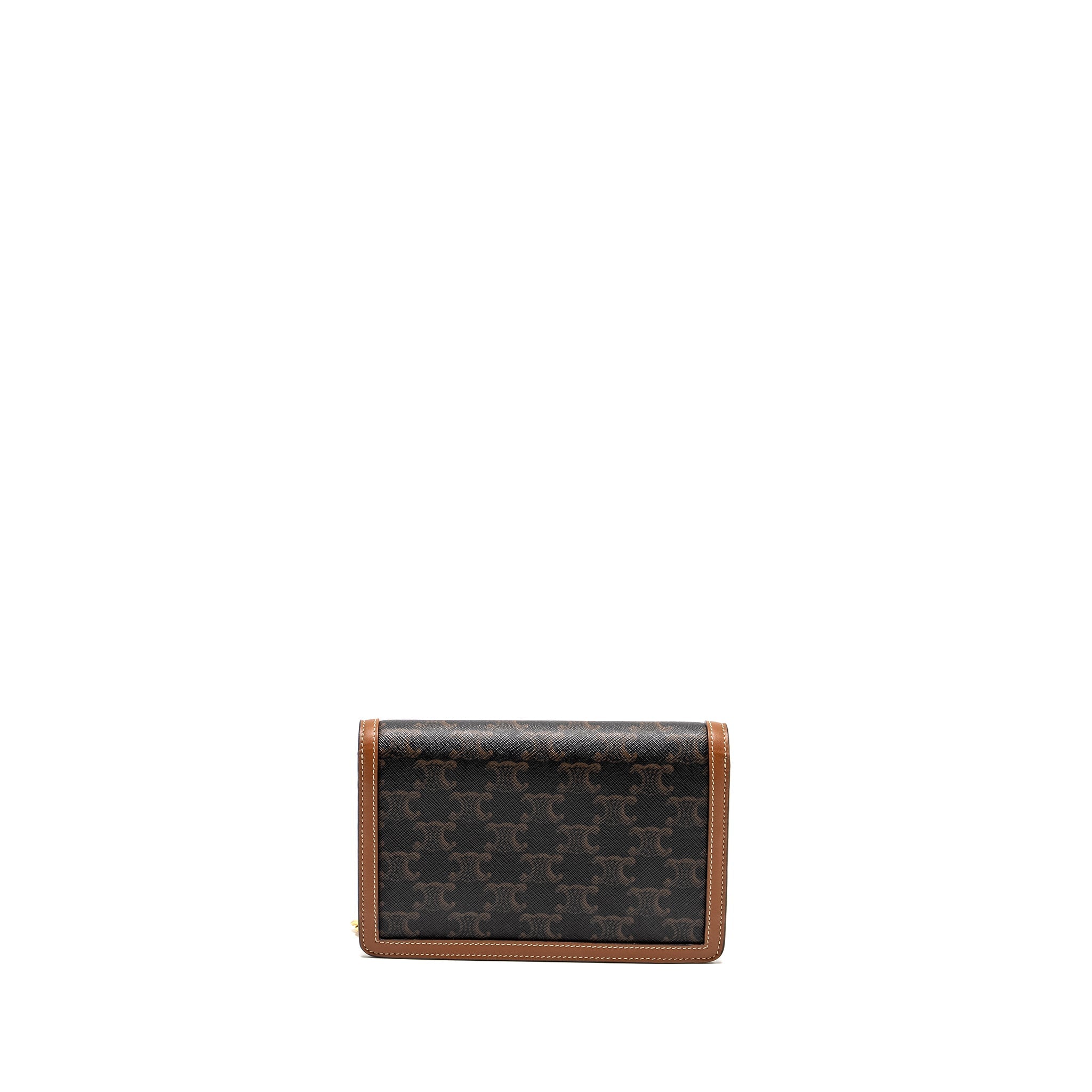 Celine Wallet on Chain Margo Triomphe Canvas/Calfskin Tan