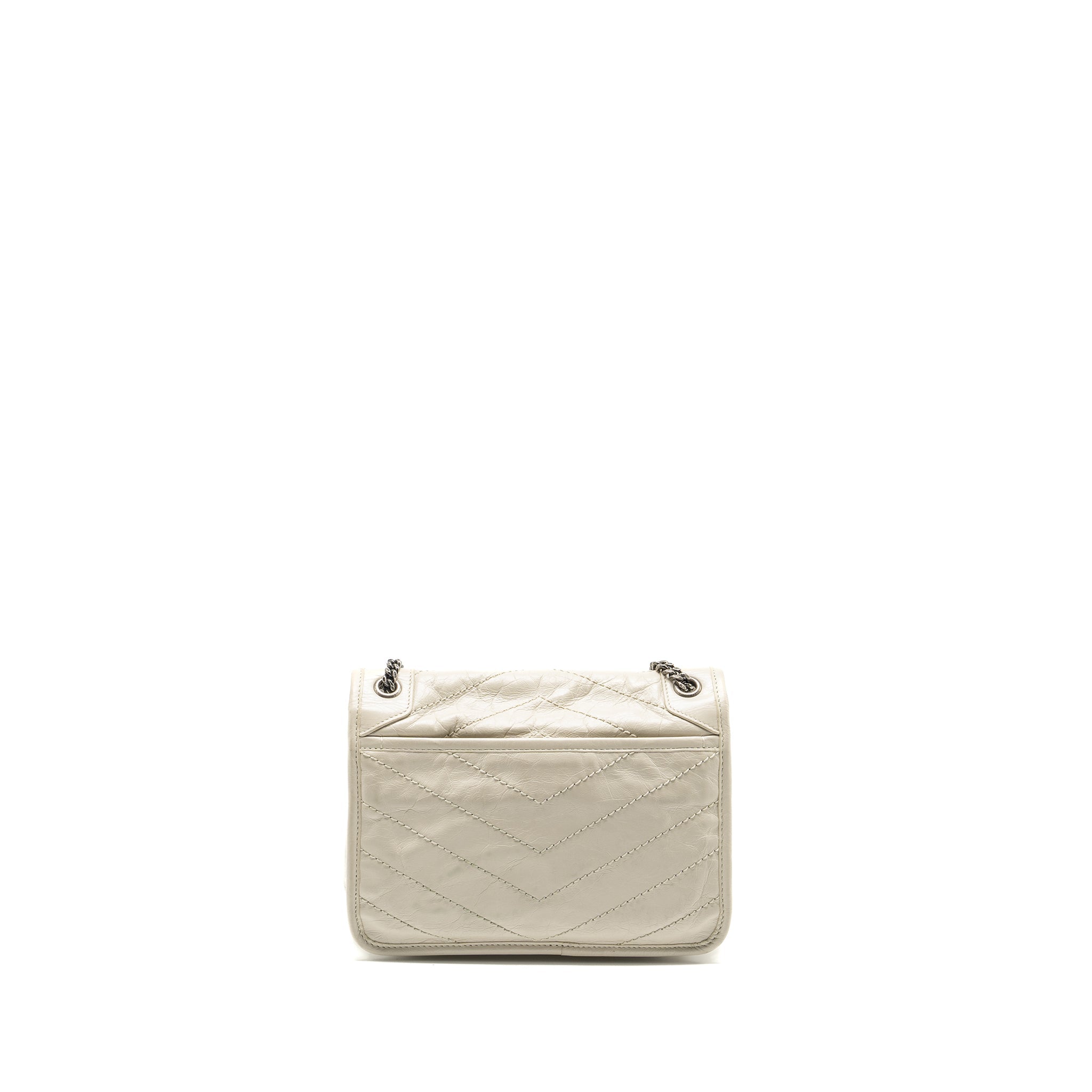 Saint Laurent/YSL Niki Baby Flap Bag Calfskin White SHW
