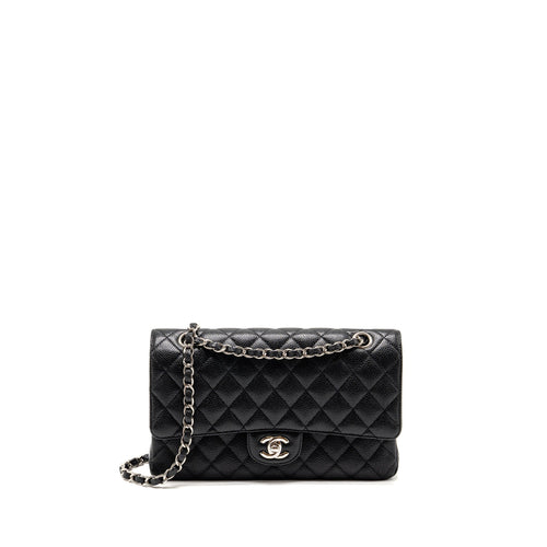 CHANEL Medium Classic Double Flap Bag Caviar Black SHW