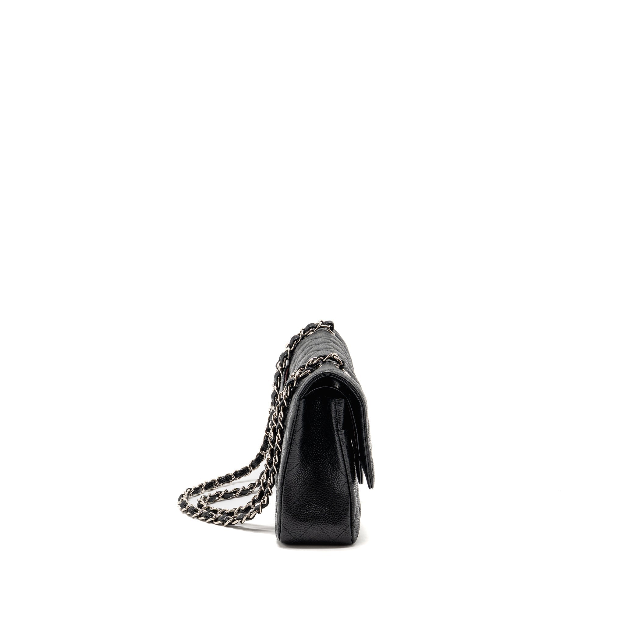 CHANEL Medium Classic Double Flap Bag Caviar Black SHW