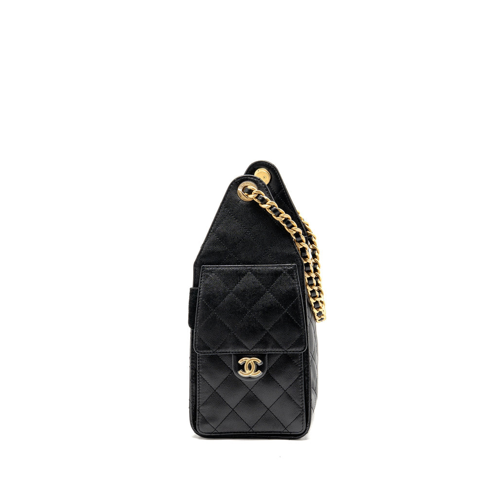 Chanel Small 25 Handbag Grained Calfskin Black GHW (Microchip)