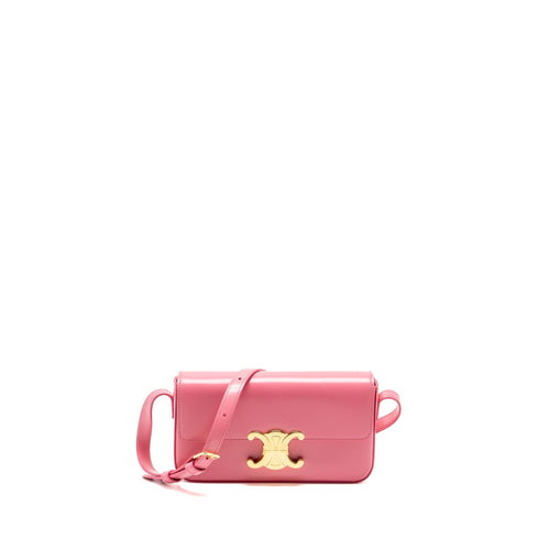 CELINE Triomphe Shoulder Bag Shiny Calfskin Flamingo