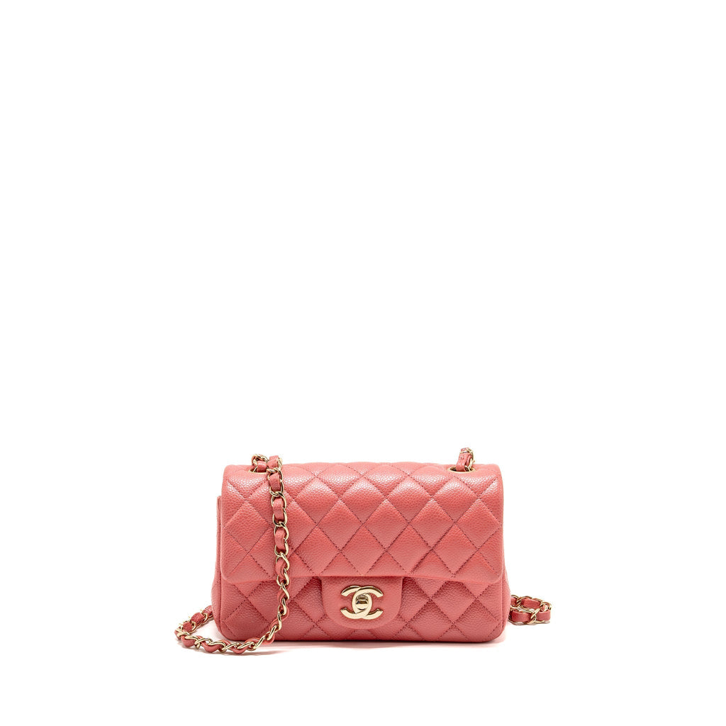 Chanel Mini Rectangular Flap Bag Caviar Pink GHW