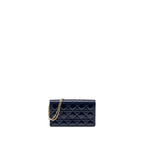 Dior Lady Dior Pouch with Chain patent dark blue LGHW