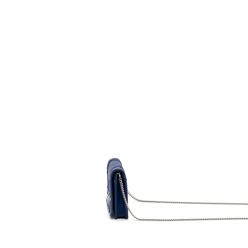 DIOR DIORAMA WALLET ON CHAIN Leather BLUE SHW