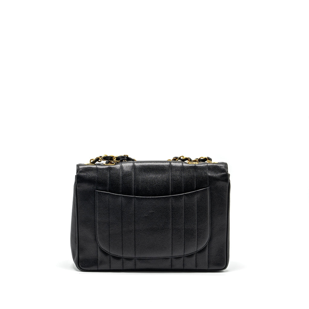 Chanel Vintage Vertical Jumbo Flap Bag Caviar Black GHW