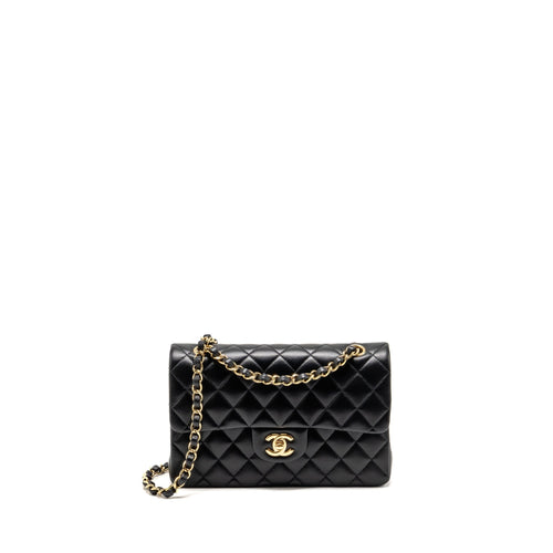 Chanel Small Classic Double Flap Bag Lambskin Black LGHW (Microchip)