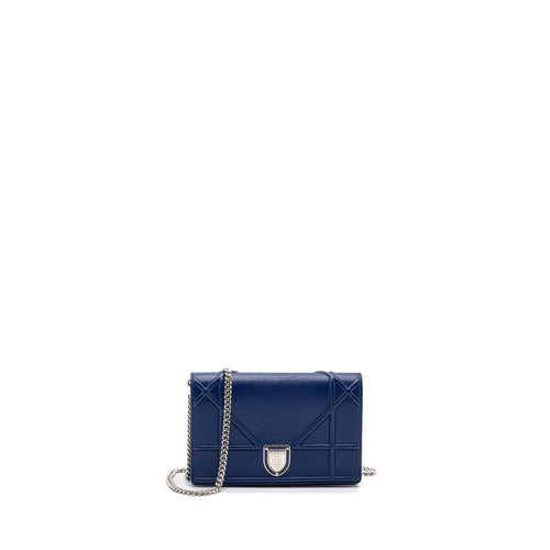 DIOR DIORAMA WALLET ON CHAIN Leather BLUE SHW