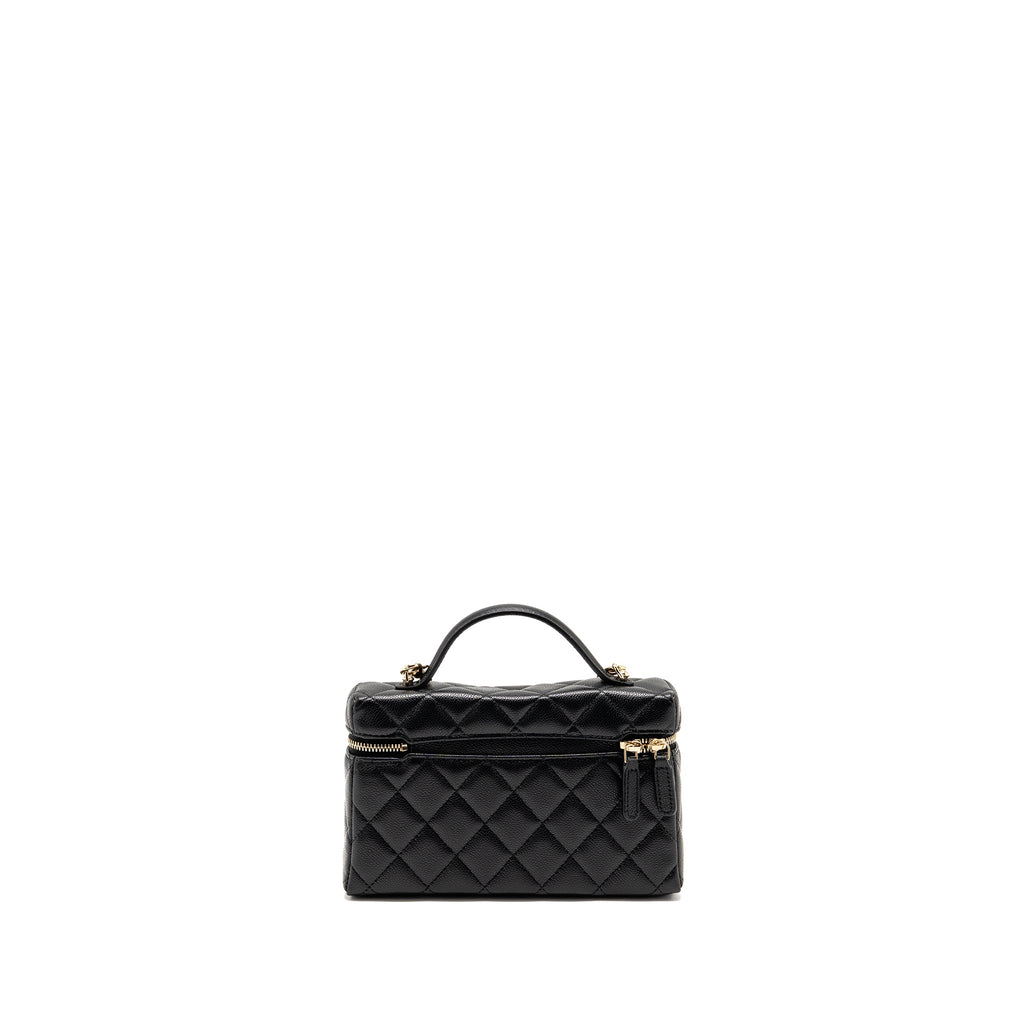 Chanel 25p CC top handle vanity with chain caviar black LGHW(microchip)