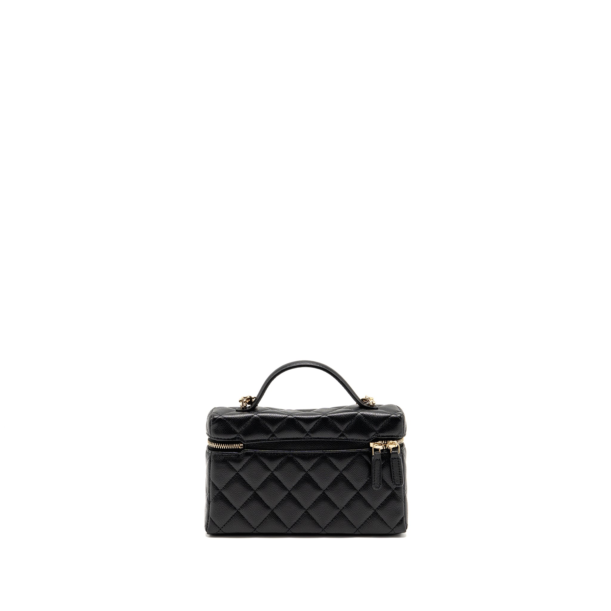 Chanel 25p CC top handle vanity with chain caviar black LGHW(microchip)