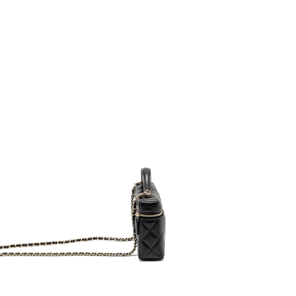 Chanel 25p CC top handle vanity with chain caviar black LGHW(microchip)