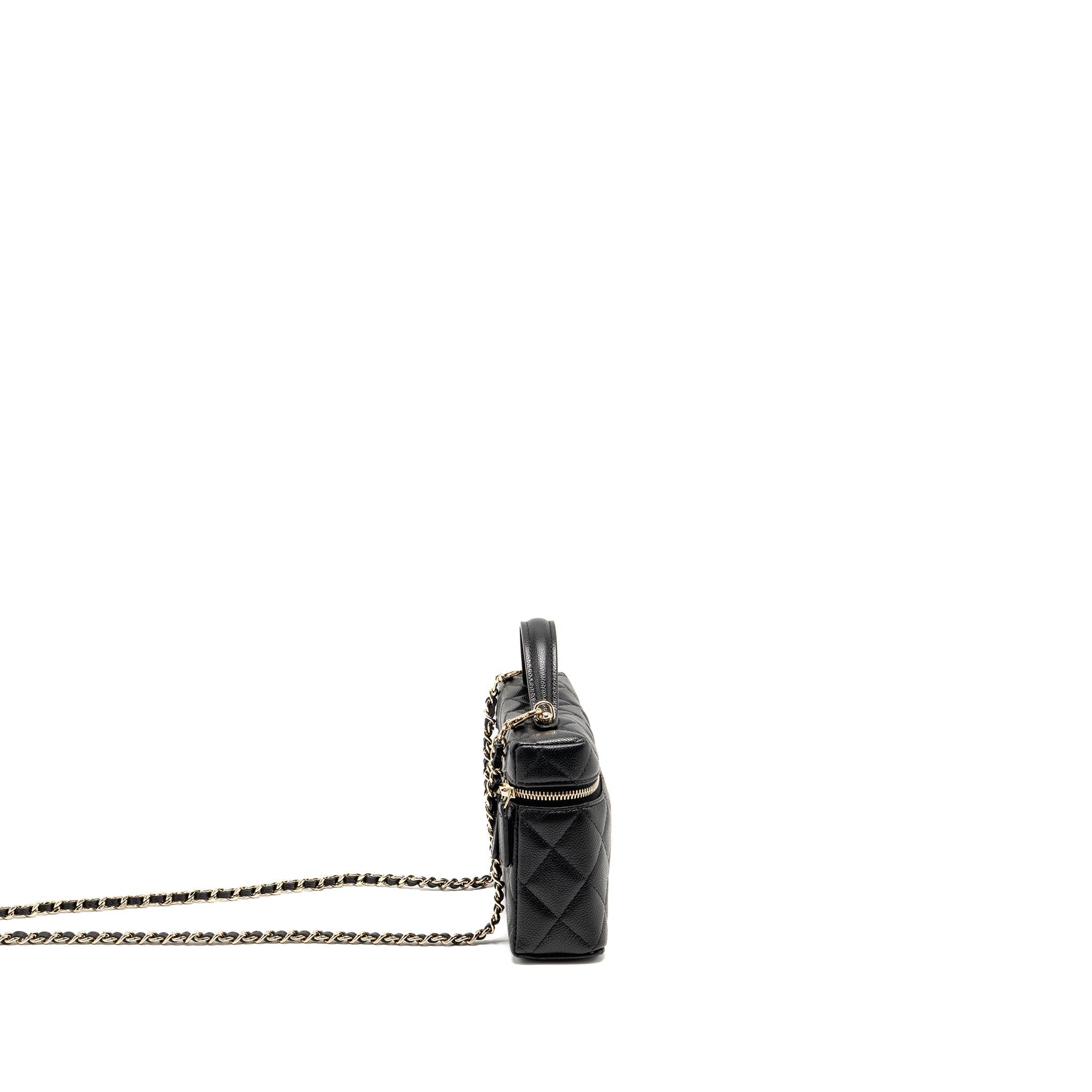 Chanel 25p CC top handle vanity with chain caviar black LGHW(microchip)