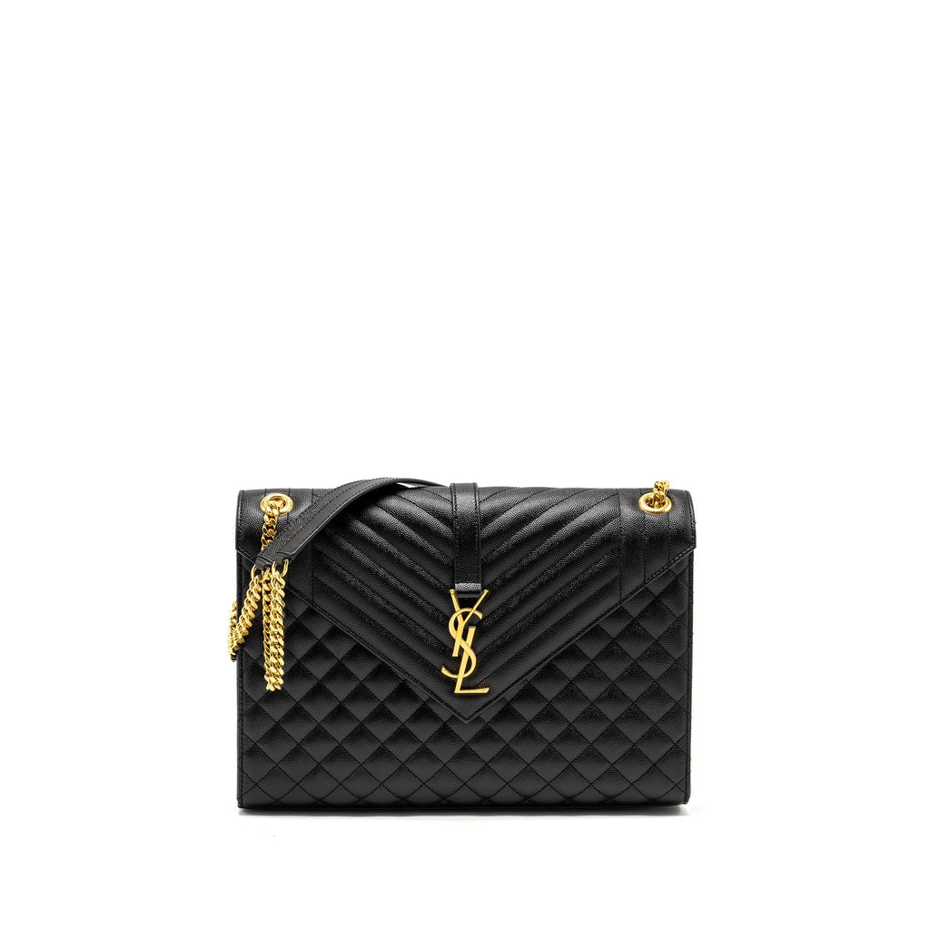 Saint Laurent Large Envelope Bag Calfskin Black GHW