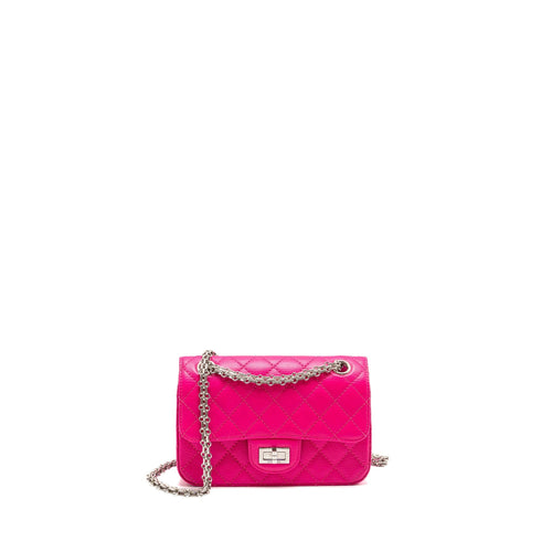 Chanel Mini 2.55 reissue flap bag goatskin pink SHW
